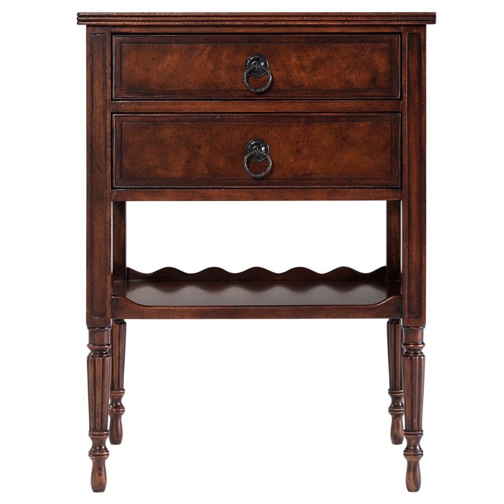 Ottilie Updated Traditional Brown Mahogany Wood Rectangular Side Table|