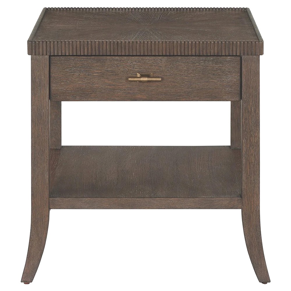Shara Updated Traditional Brown Oak Square End Table|