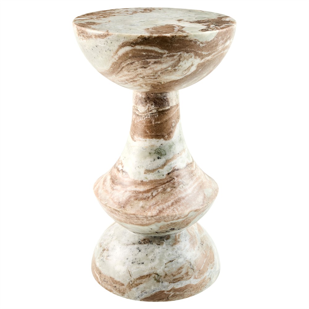 Oberon Modern Classic Brown Marble Round Drink Table|