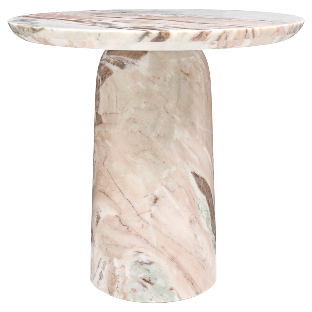 Sagan Modern Classic Beige Marble Round End Table|
