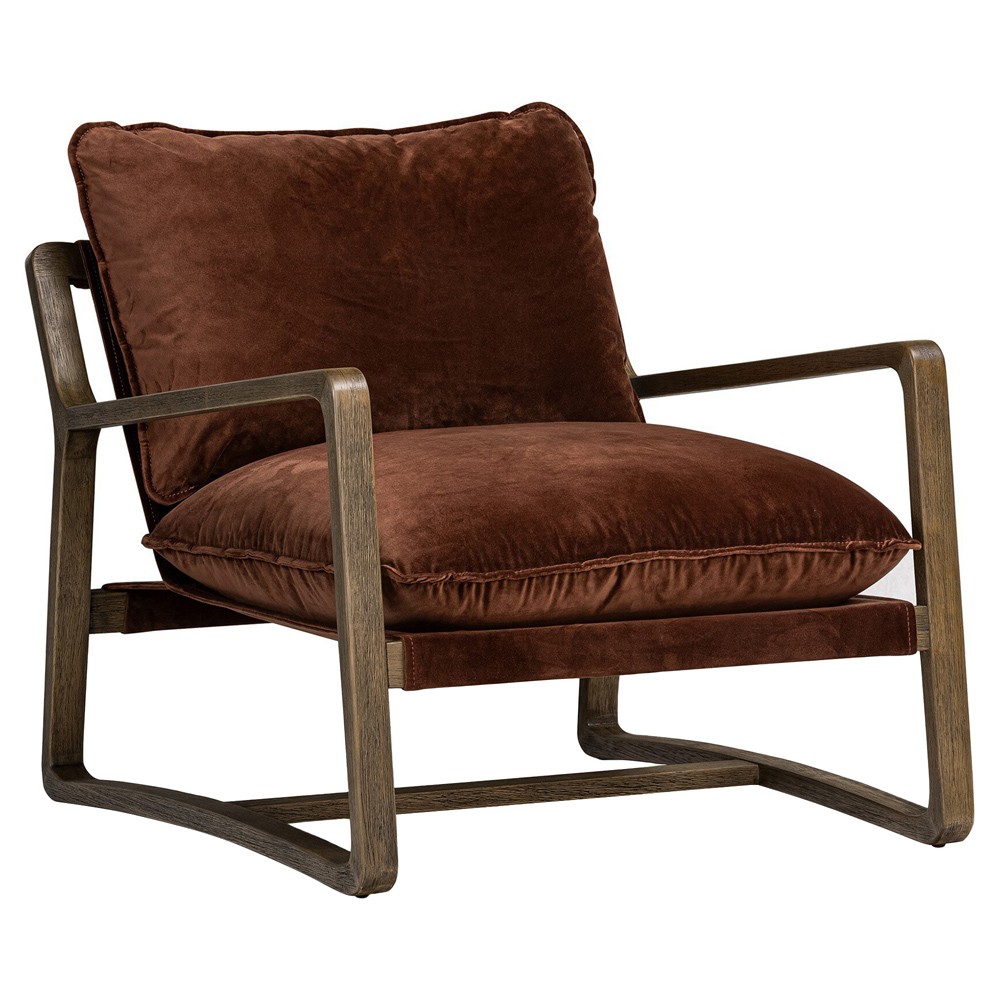 Ailyn Rustic Lodge Brown Velvet Performance Occasional Arm Chair|