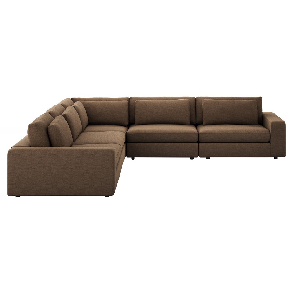 Candace Modern Classic Brown Crypton Corner Sectional - 132"|