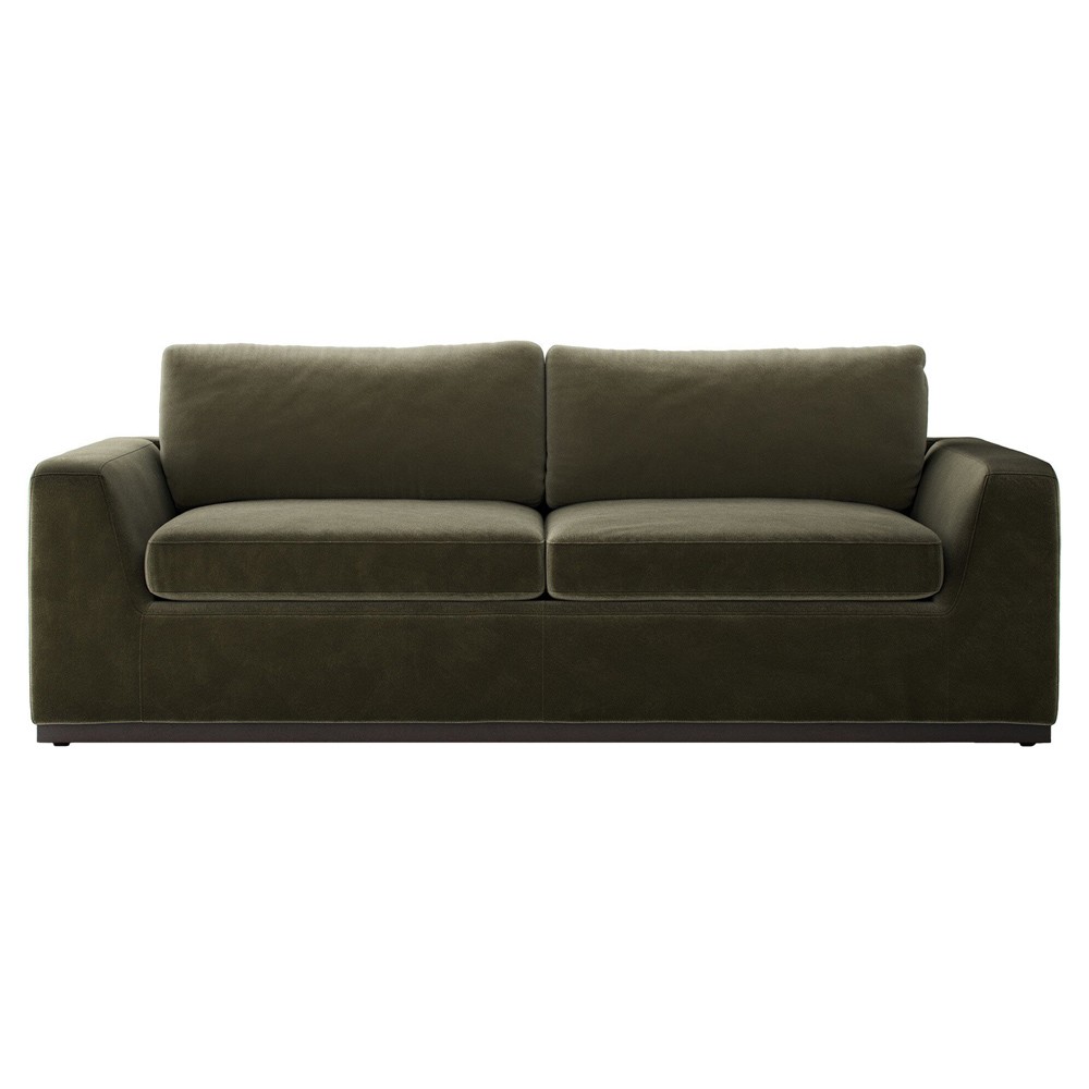 Stanley Rustic Lodge Olive Green Velvet Performance Sleeper Sofa - 89"|