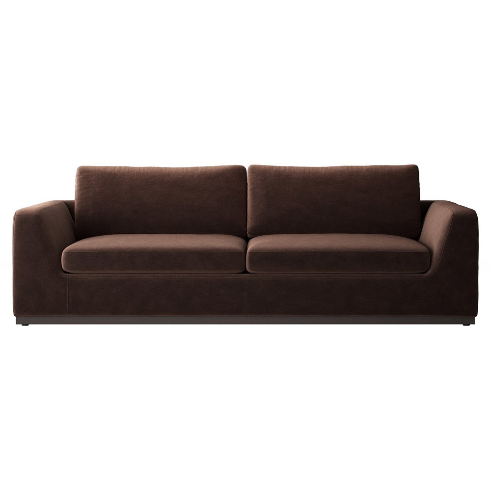 Stanley Modern Classic Brown Velvet Performance Sofa - 98"|