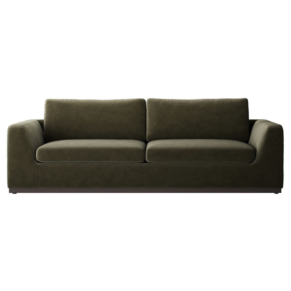 Stanley Modern Classic Olive Green Velvet Performance Sofa - 98"|