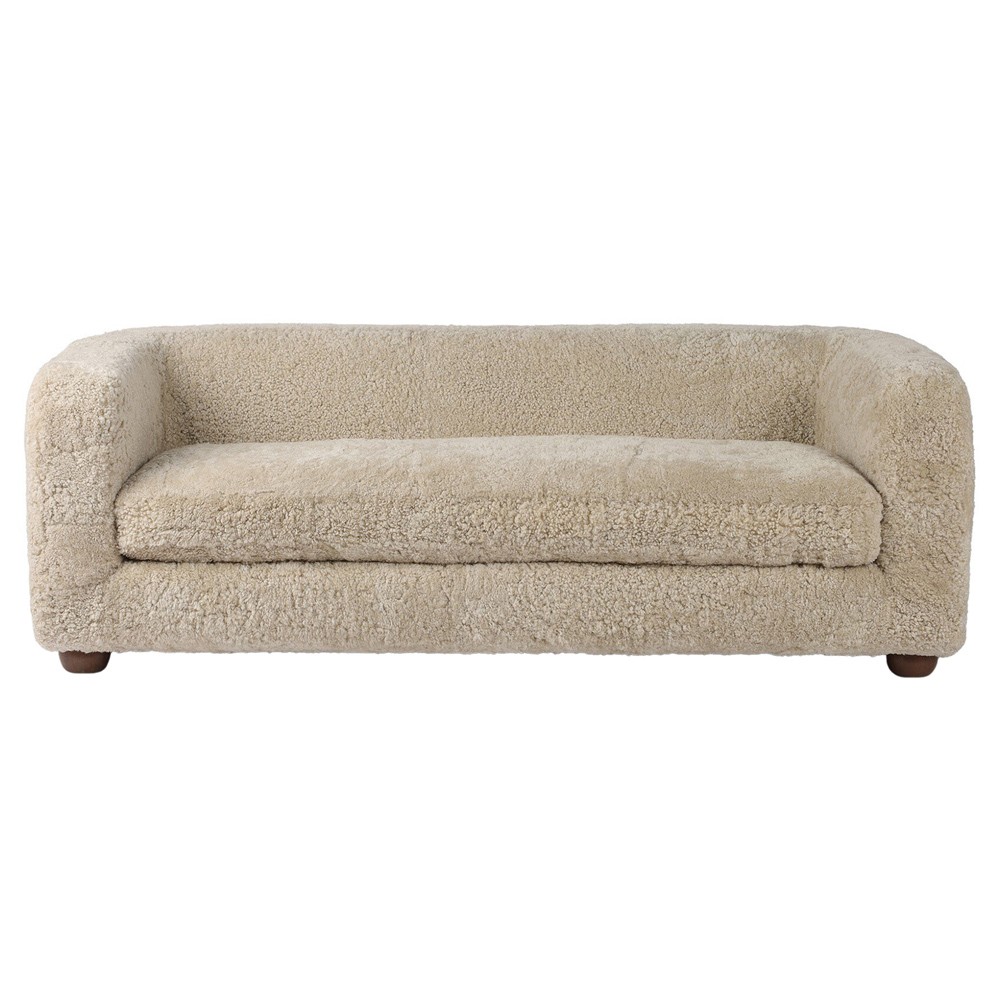 Jessie Modern Classic Beige Shearling Sofa - 84"|