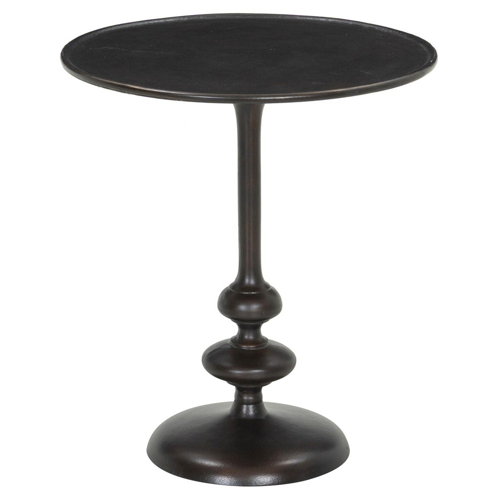 Lupe Industrial Dark Brown Aluminum Matchstick Round Side Table|