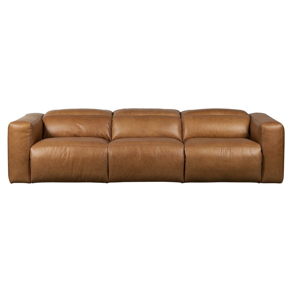 Radley Modern Classic Brown Leather 3 Piece Reclining Sectional - 121"|