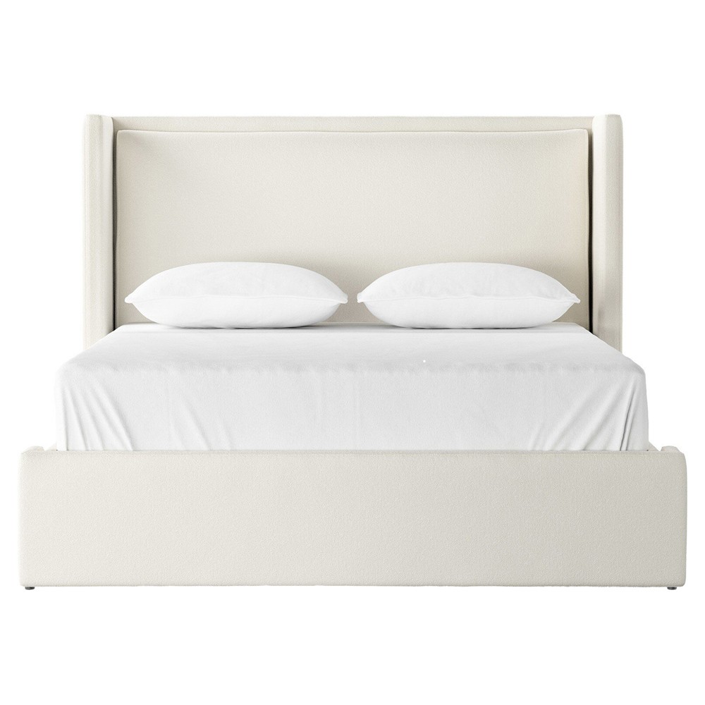 Sophia Modern Classic Cream Boucle Wingback Bed - Queen|