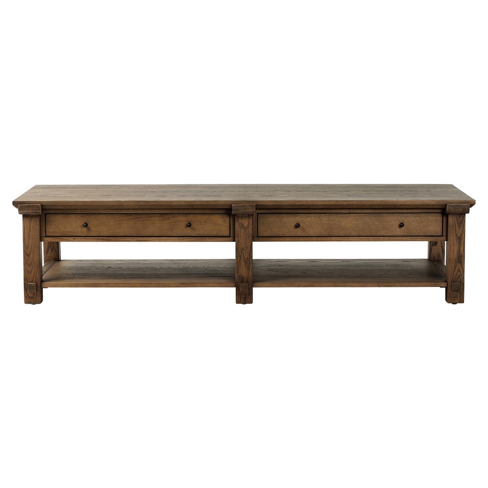 Gavin Rustic Lodge Brown Oak Rectangular Storage Coffee Table|