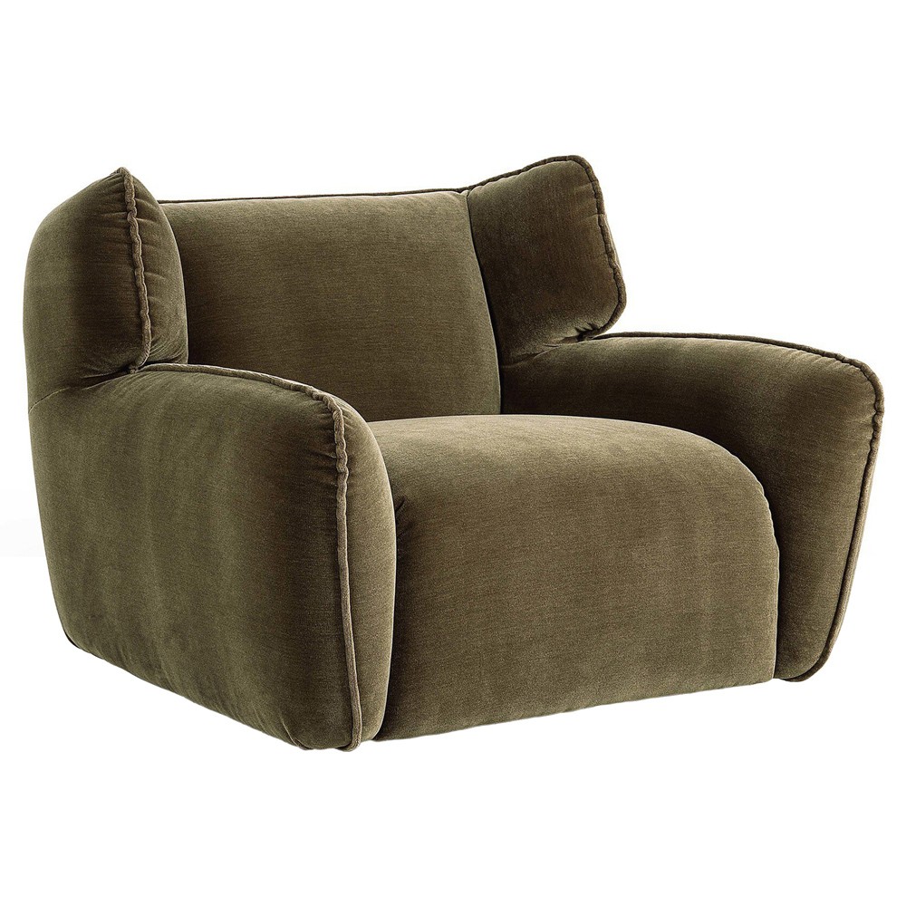 Garland Modern Classic Olive Green Velvet Swivel Wing Chair|
