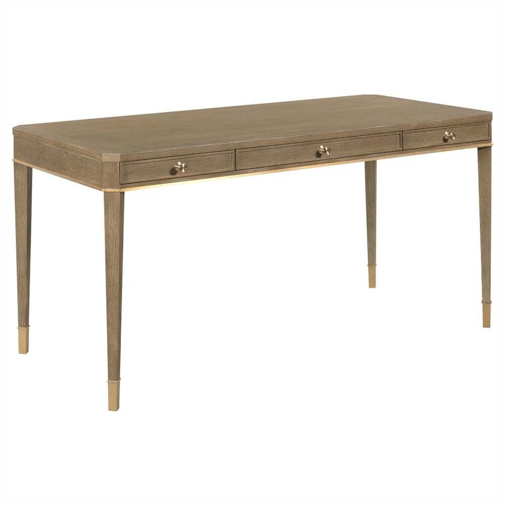 Livingston French Country Vintage Brown Oak Writing Table|