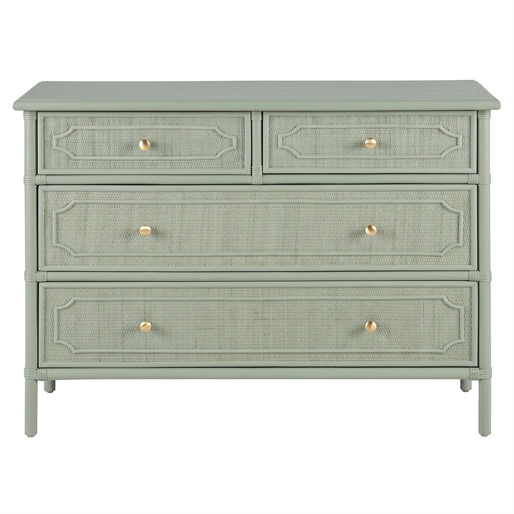 green rattan dresser Frances Woven Rattan Tall 4 Drawer Dresser, Mint - daals