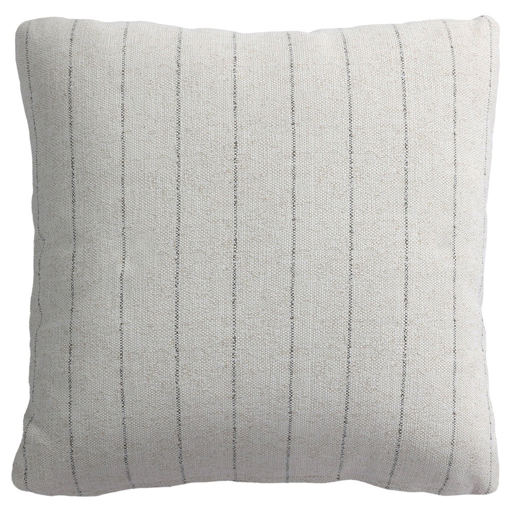 Aldama Coastal Beach Cream Striped Square Indoor Outdoor Pillow