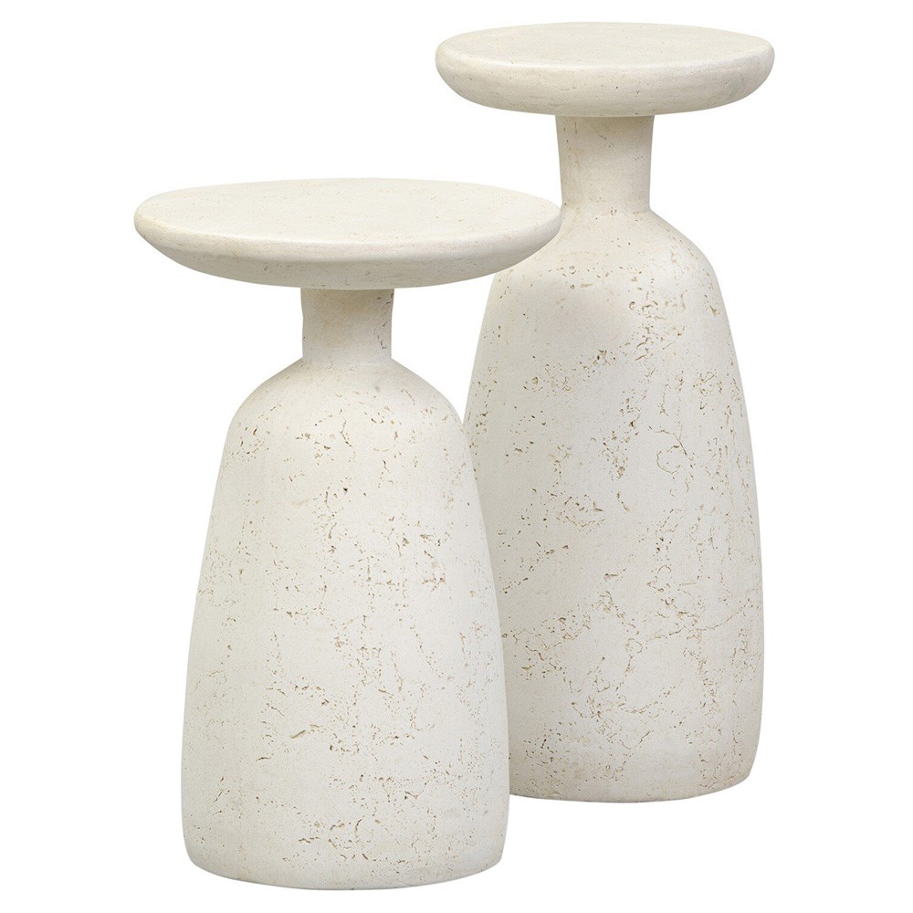Ramara Modern Classic Aged White Concrete Round Outdoor Nesting