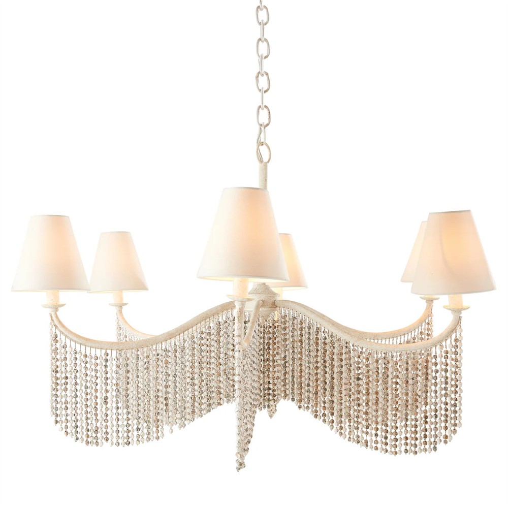 chandelierデスク Halifax Updated Traditional White Coco Beaded Chandelier Medium