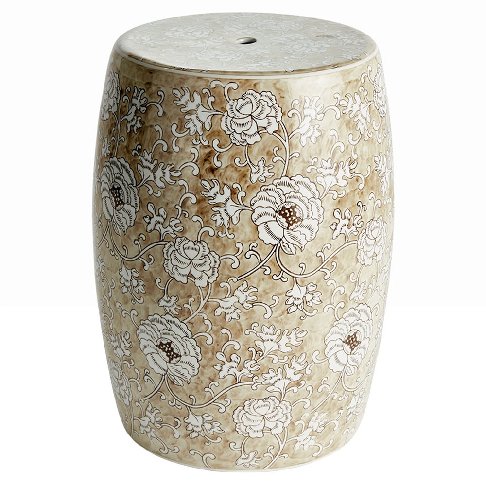 Lavinia Updated Traditional Brown Ceramic Outdoor Garden Stool