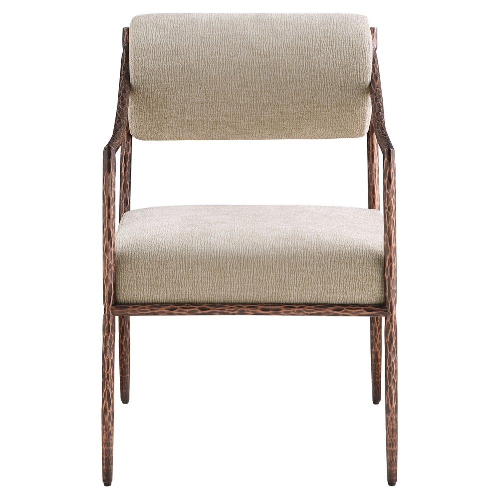 Chambord Modern Classic Beige Chenille Dining Arm Chair - Set of 2 ...
