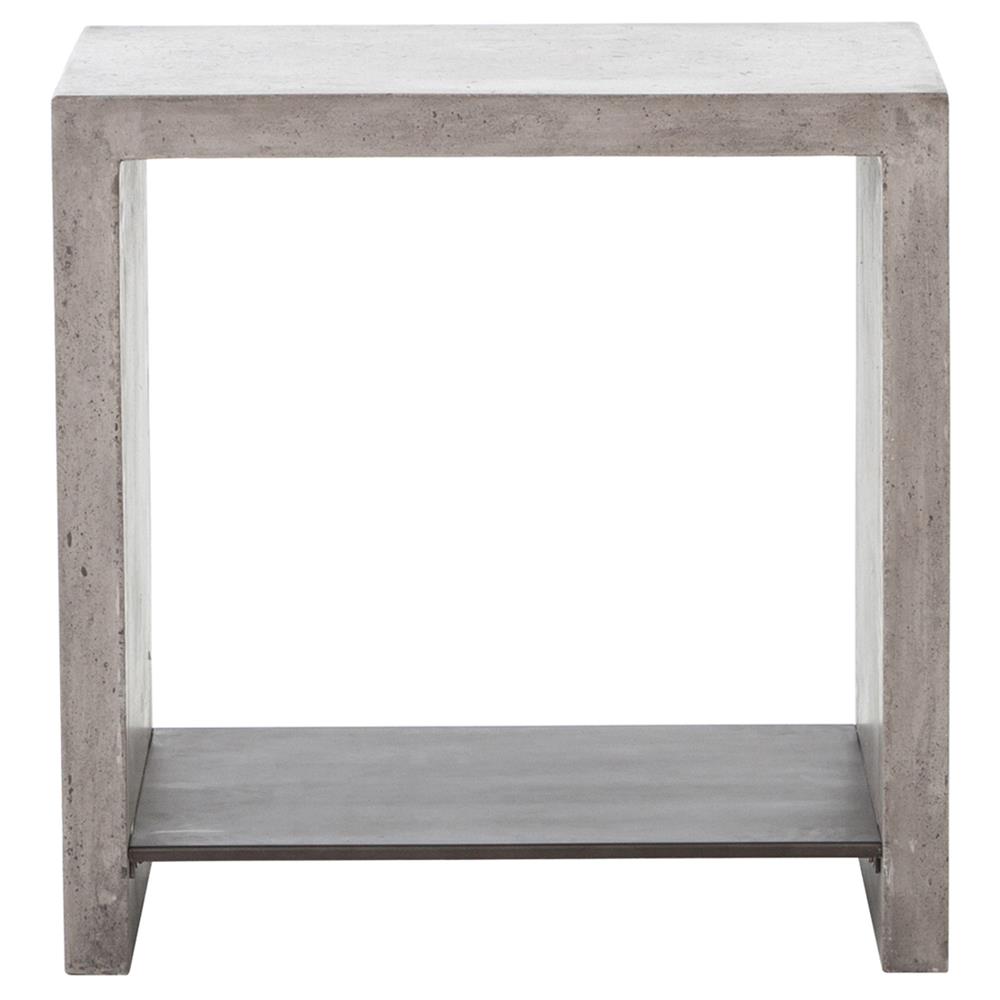 Matthew Industrial Loft Grey Concrete Rectangular Side Table|