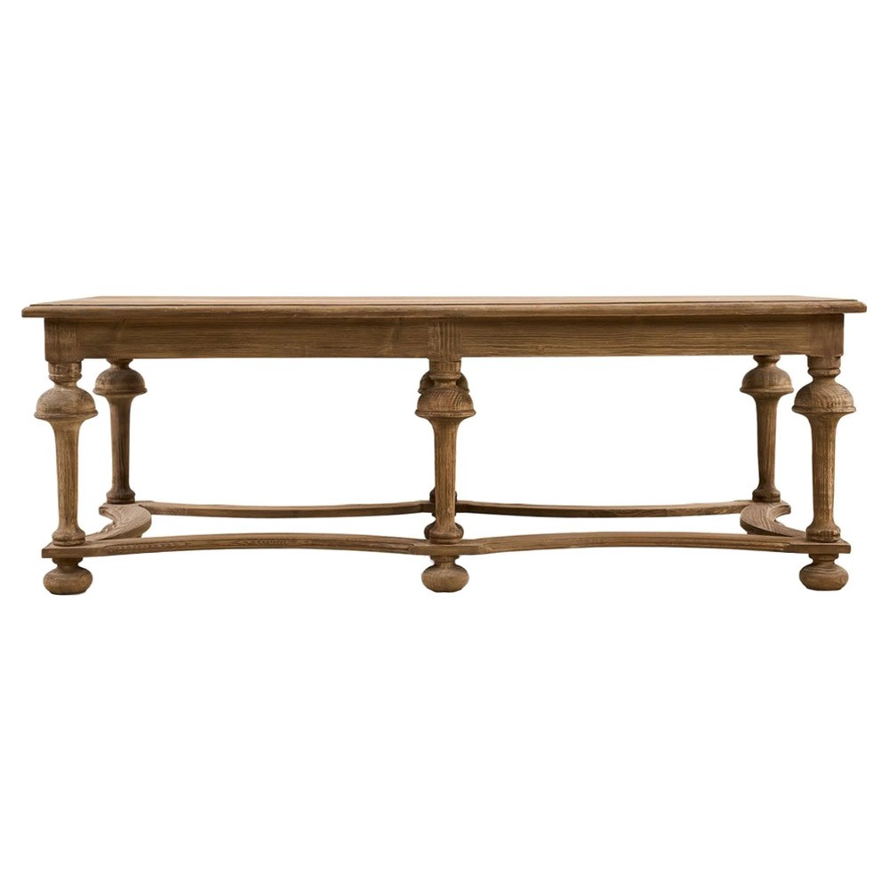 Aveline French Country Brown Pine Wood Rectangular Coffee Table 51
