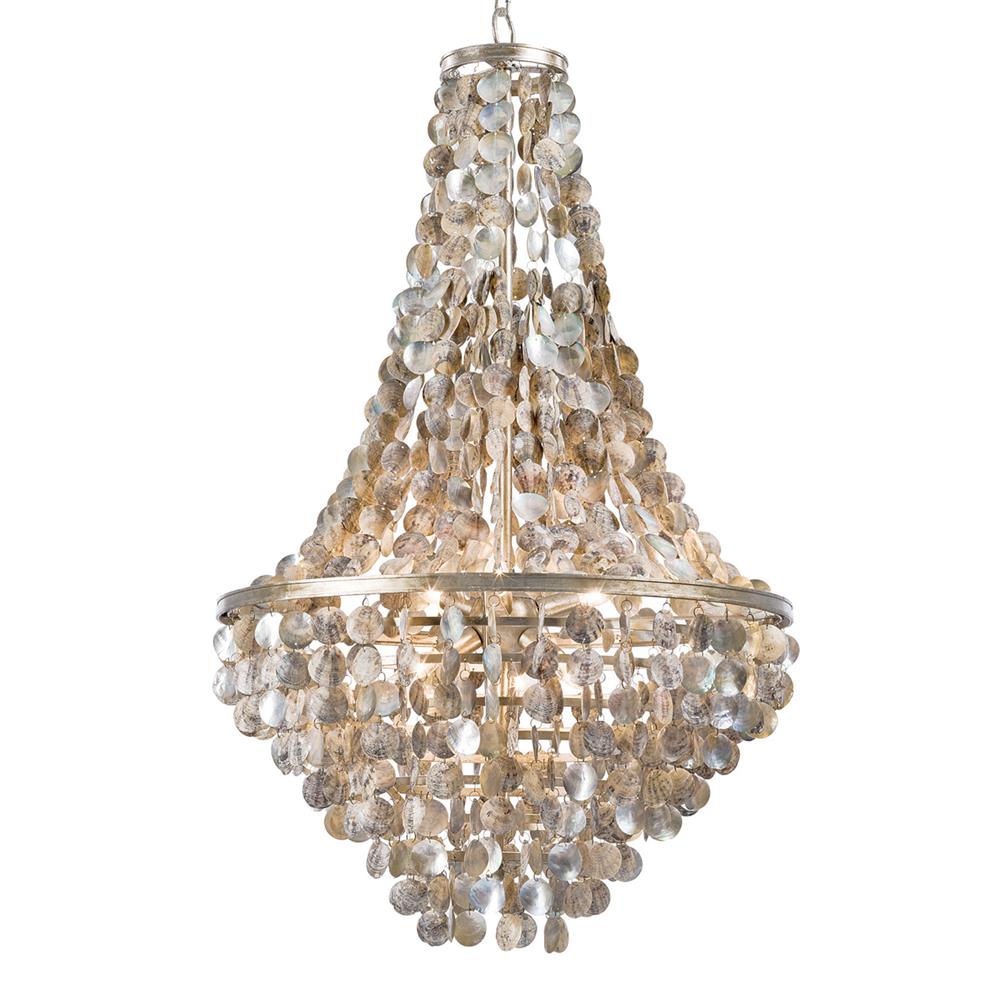 Abalone Coastal Beach Capiz Disc Shell Chandelier|