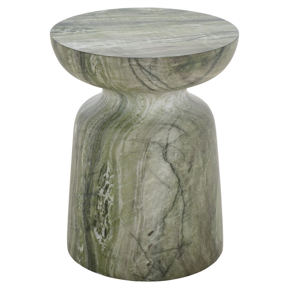 Tilda Modern Green Marbled Resin Outdoor Garden Stool | Kathy Kuo Home