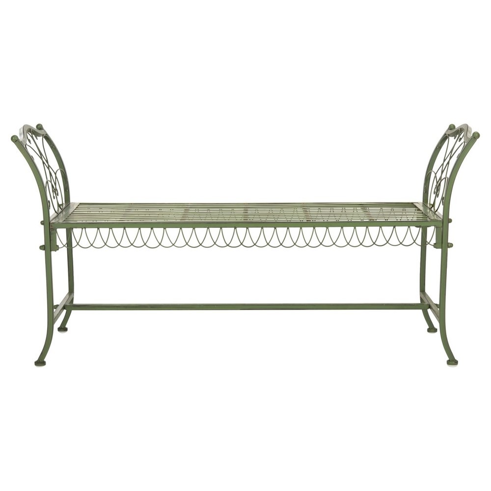 Aldgate French Country Green Wrought Iron Garden Bench Standard
