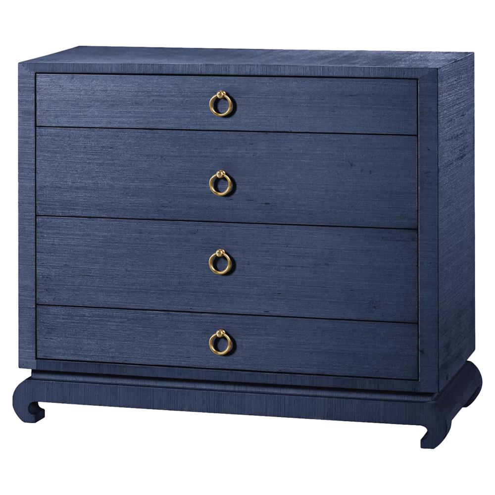 Ming Regency Navy Grasscloth Chow Dresser - 4 Drawer | Kathy Kuo Home