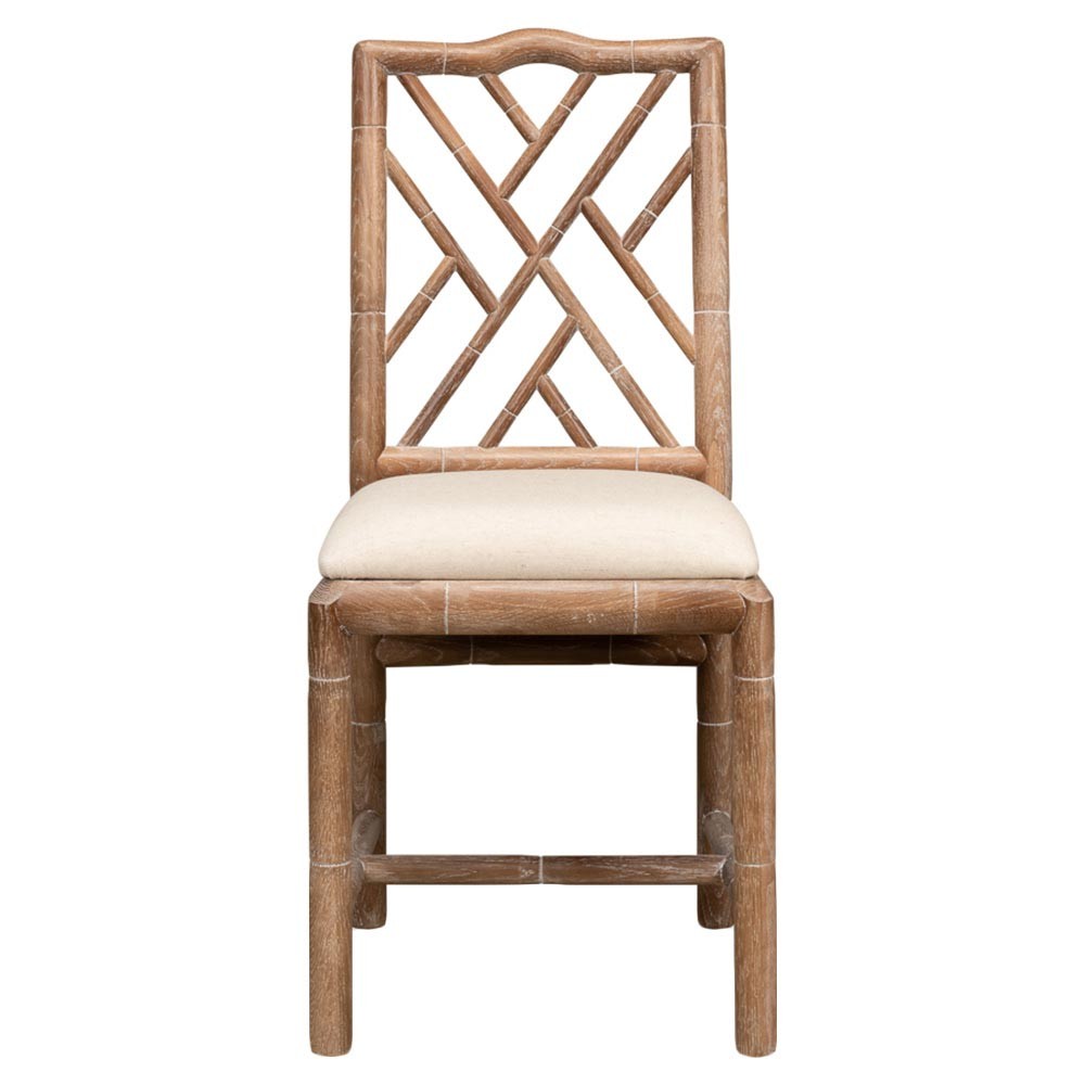 Grace French Country Oak Linen Upholstered Dining Chair|