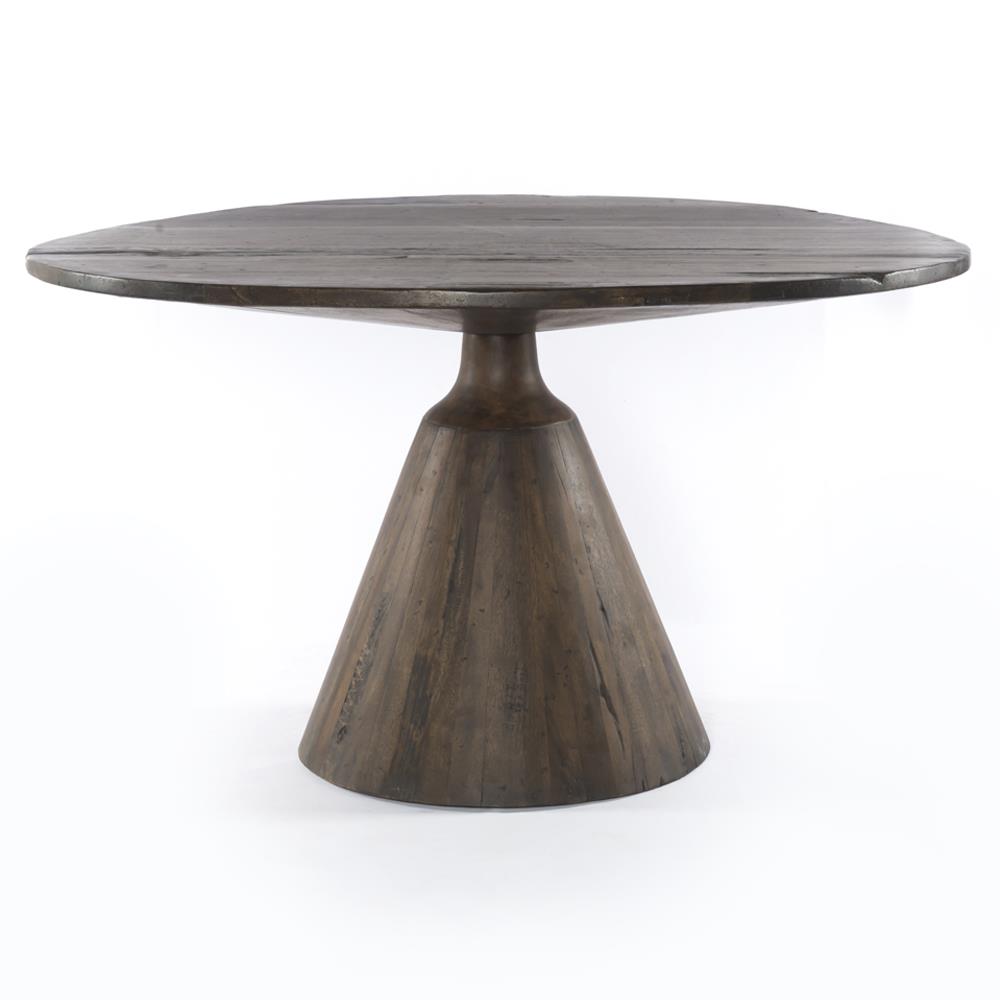 Jolina Mid Century Modern Dark Brown Reclaimed Wood Round Dining Table ...