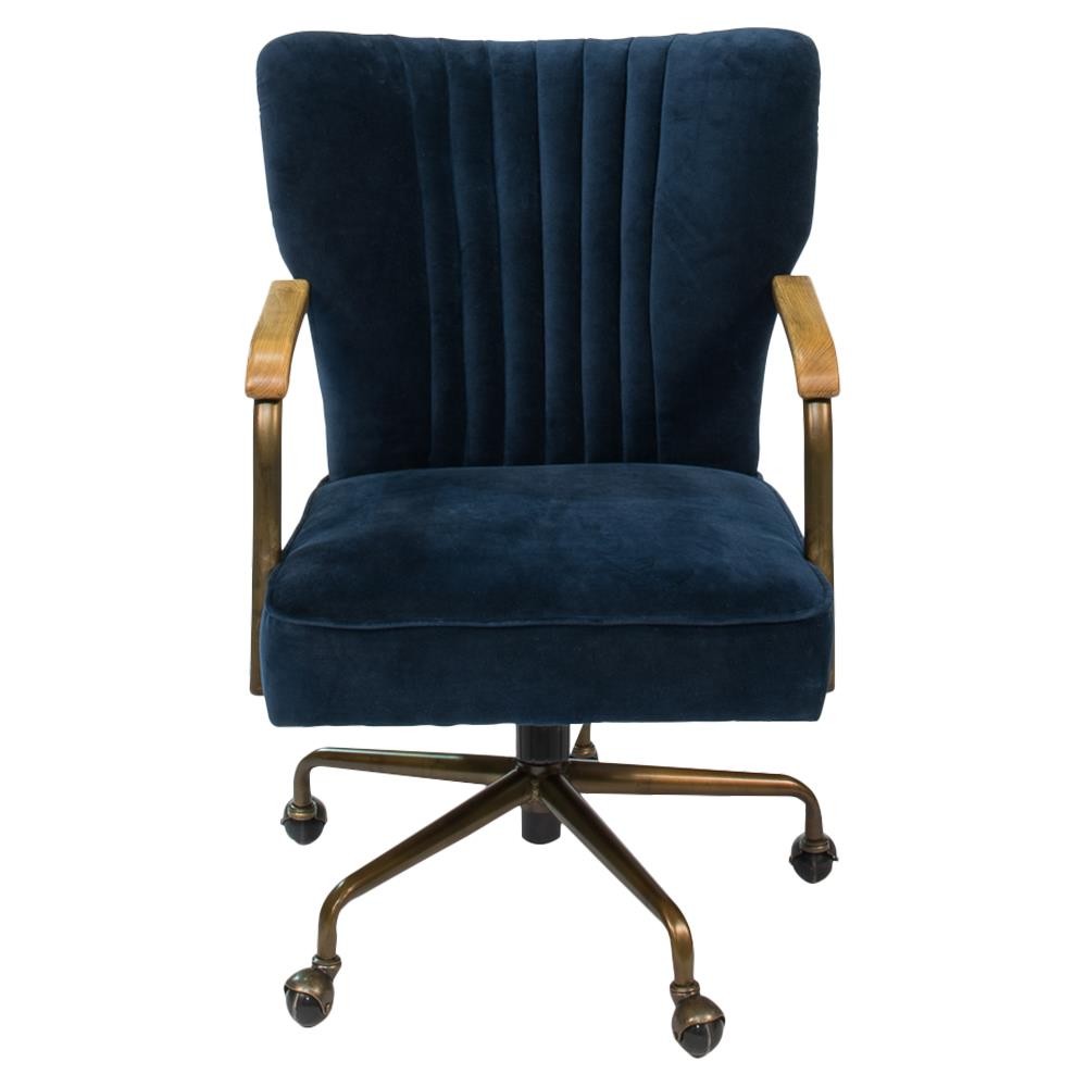 Bethenny French Country Channel Quilted Oak Swivel Chair|