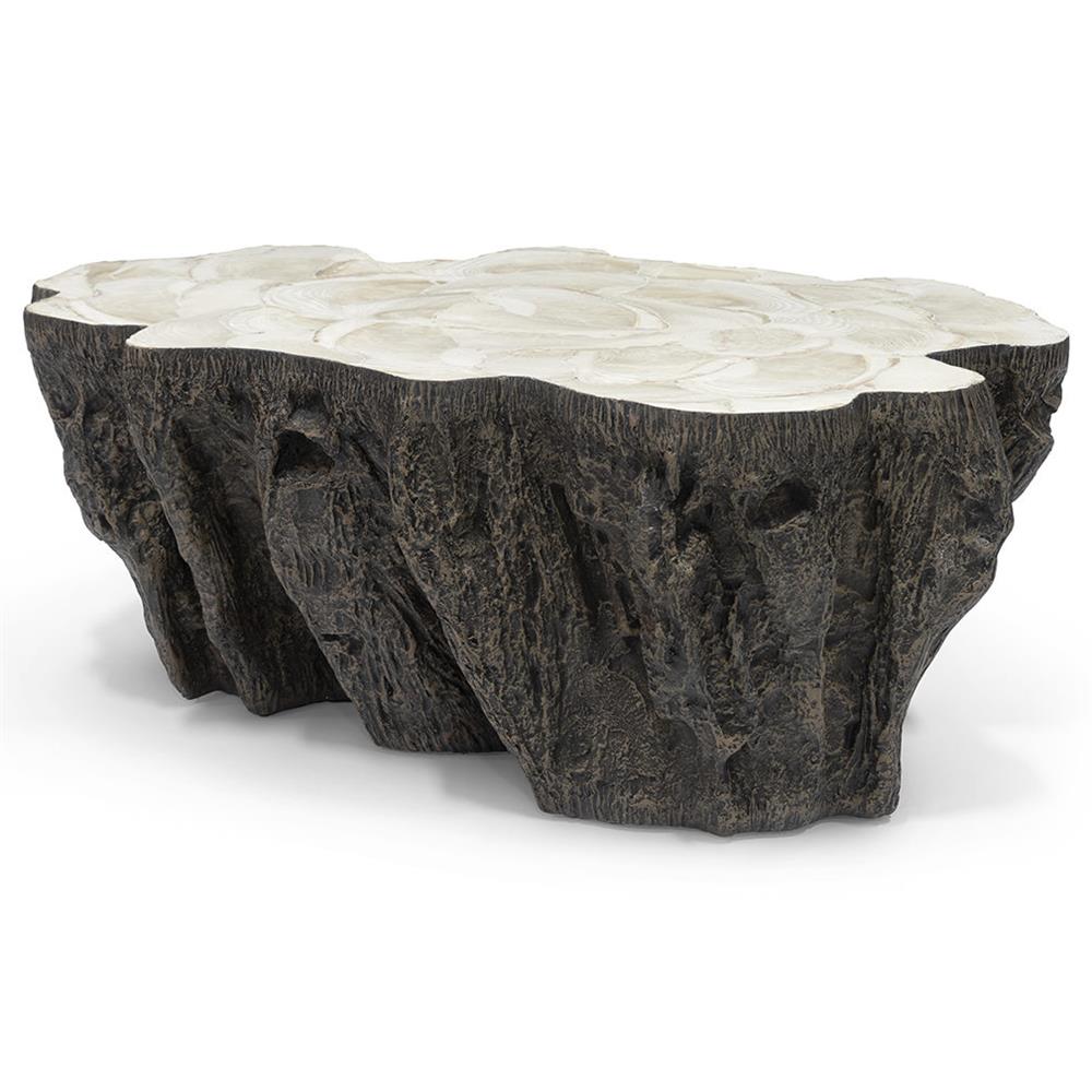 Palecek Chloe Fossilized Clam Shell Top Natural Tree Trunk Coffee