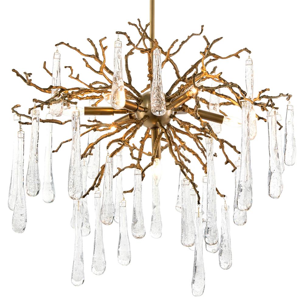 John-Richard Modern Classic Brass Glass Teardrop 7 Light Chandelier|