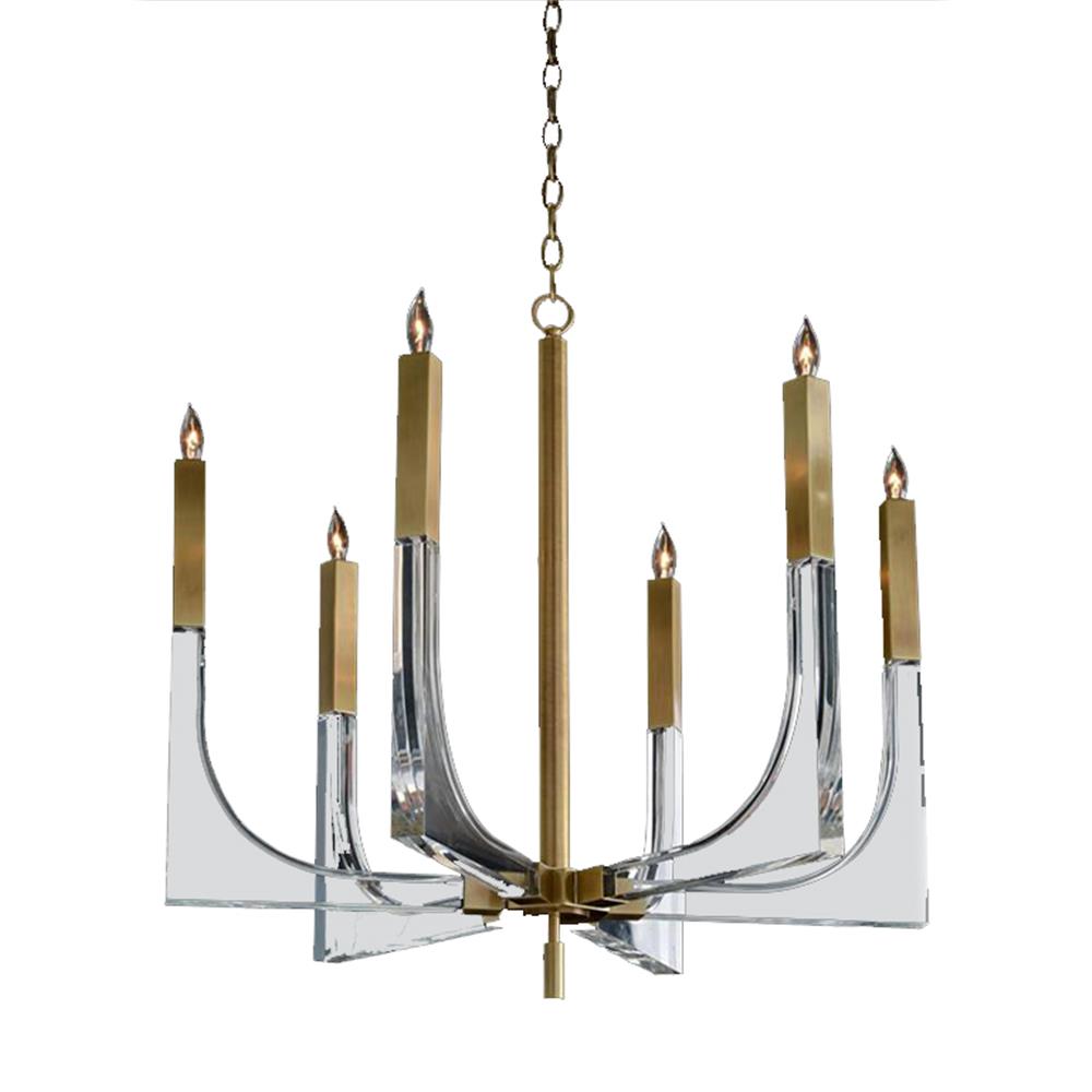John-Richard Acrylic and Brass Six-Light Chandelier, image size:1000x1000