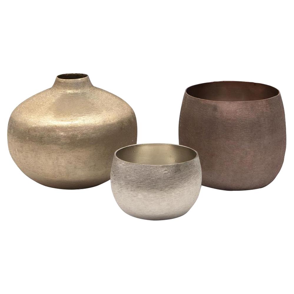 John-Richard Modern Classic Set Of Three Mink Medley Artisan Vase|