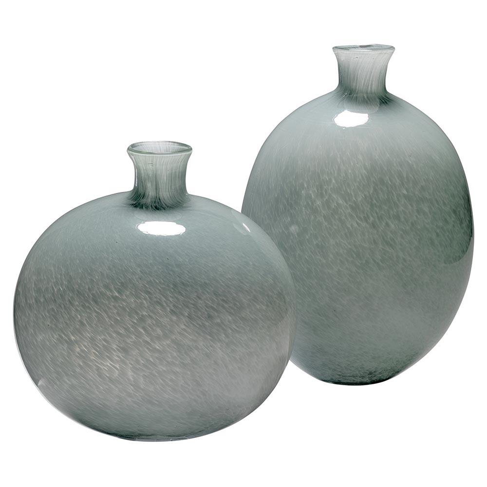 Quinn Coastal Grey Glass Decorative Vase - Set of 2|