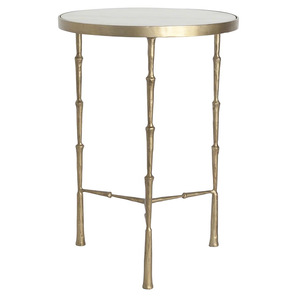 Lavinia Modern Classic Round White Marble Top Gold Metal Legs Side Table|