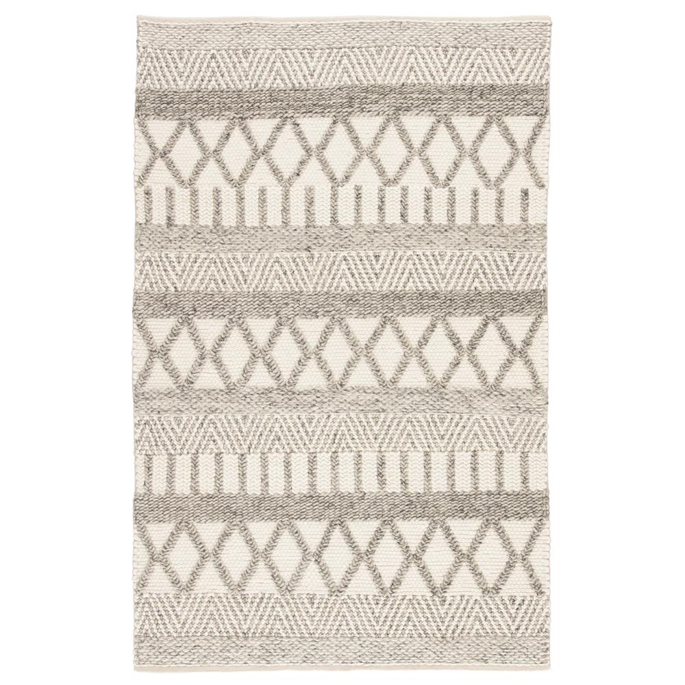 Scandinavia Dula Modern Ivory Grey Wool Striped Patterned Rug - 2'x3'|
