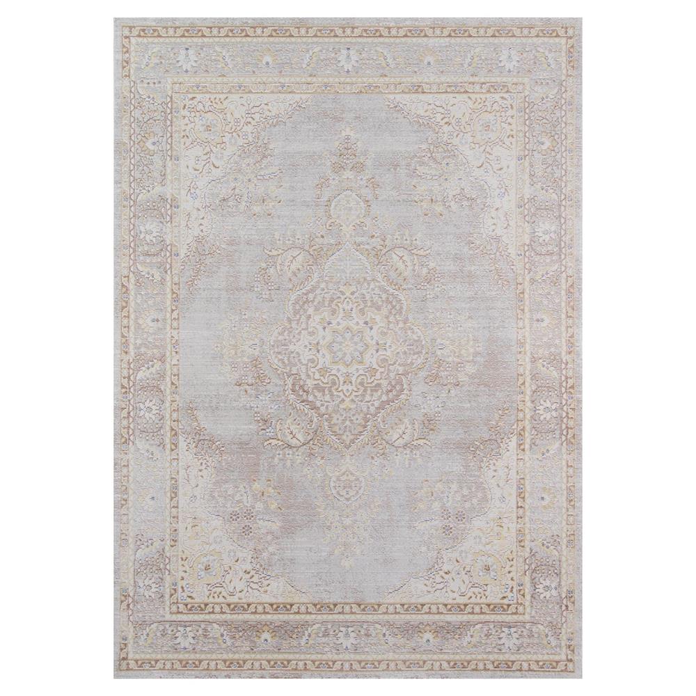 Esme French Country Distressed Grey Medallion Patterned Rug - 4'x6'|