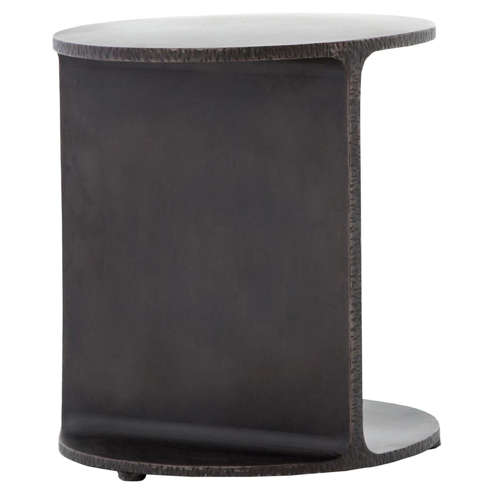 Cecile Industrial Loft Hammered Edge Round Black Iron Side End