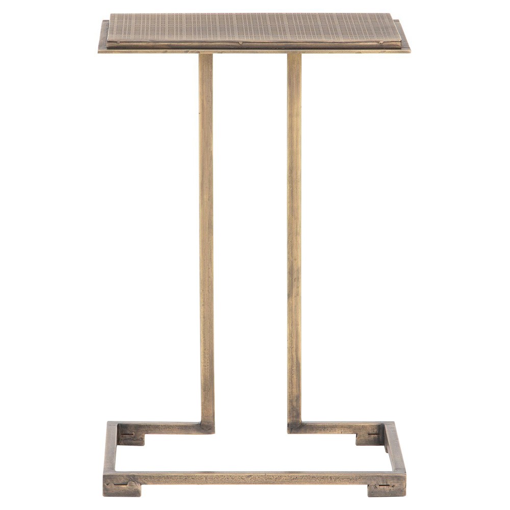 Damian Industrial Loft Slim Rectangular Antique Brass Side End