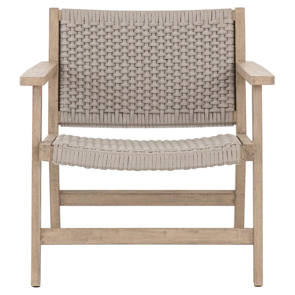 Dion Coastal Light Grey Woven Rope Washed Natural Teak Wood Outdoor Arm Chair|