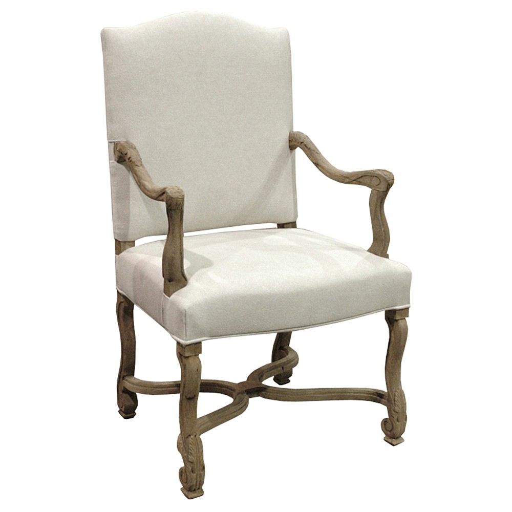 Dafny French Country Empire Camel Back Dining Arm Chair Kathy