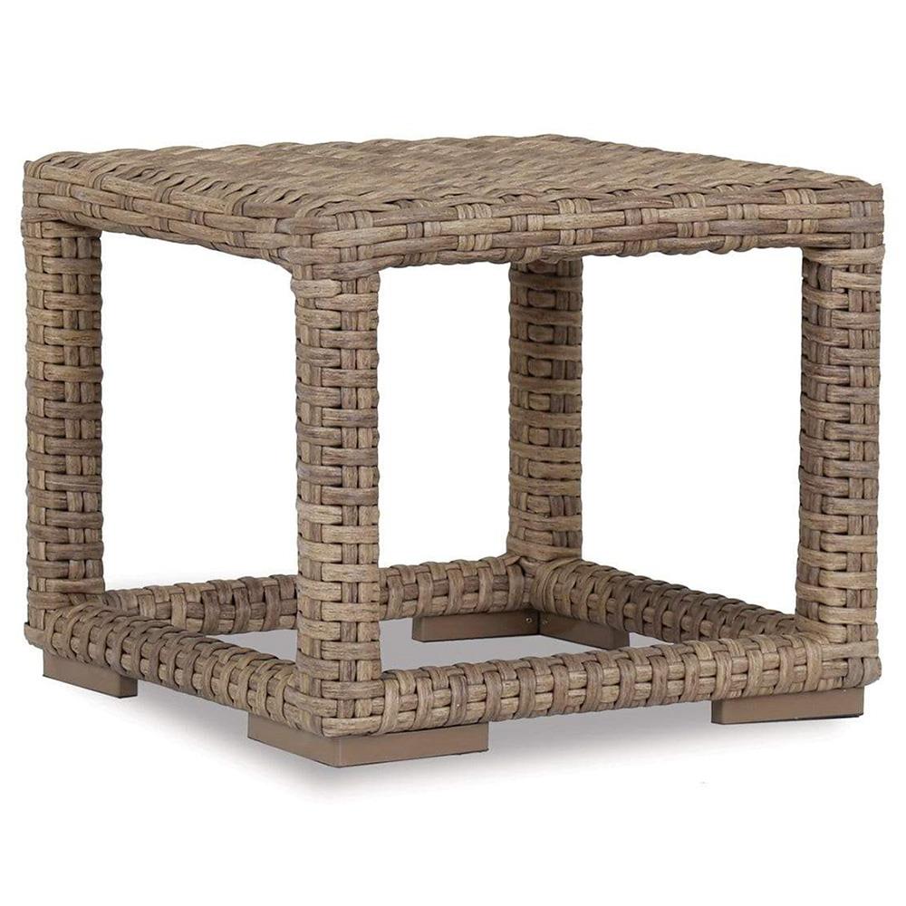 Aria Coastal Brown Woven Rattan Square Outdoor End Table|