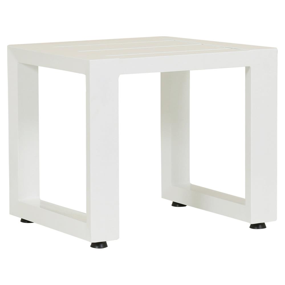 Roman Modern White Metal Square Outdoor Side End Table|