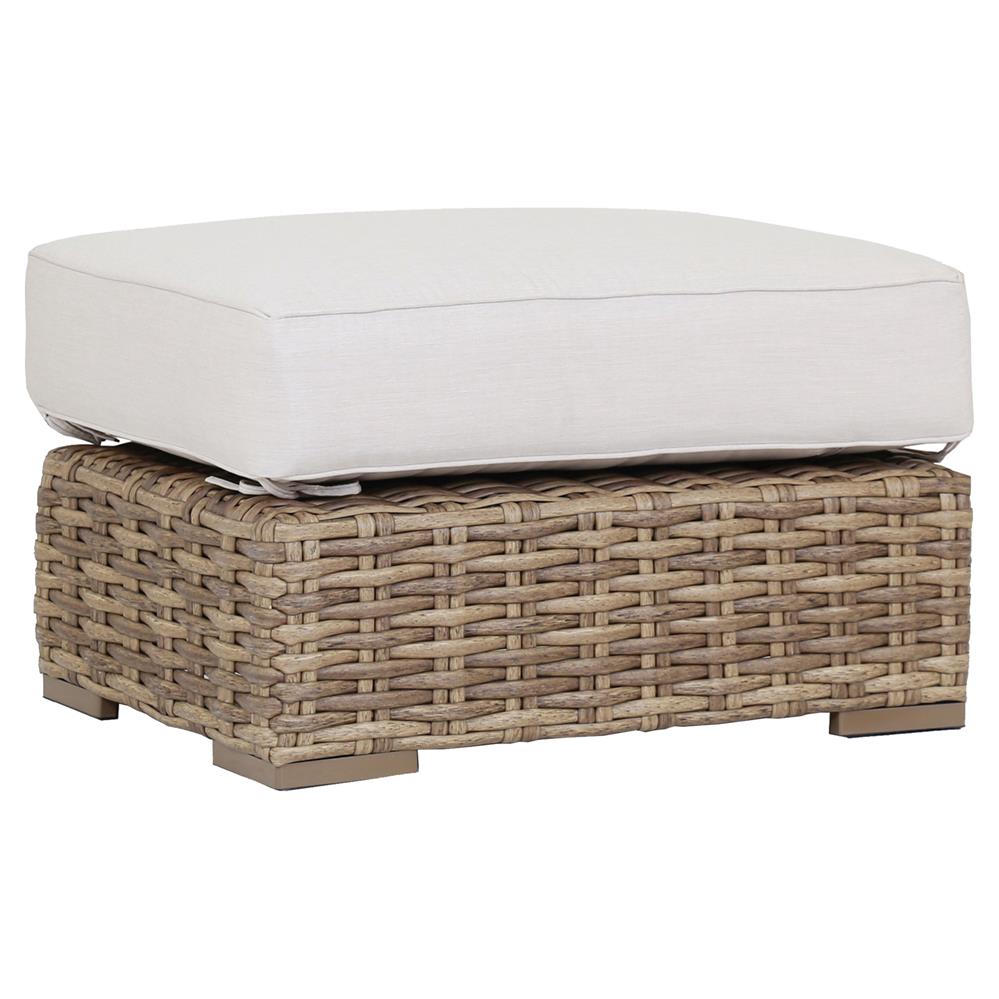 Aria Coastal Beige Cushion Brown Rectangular Outdoor Ottoman|