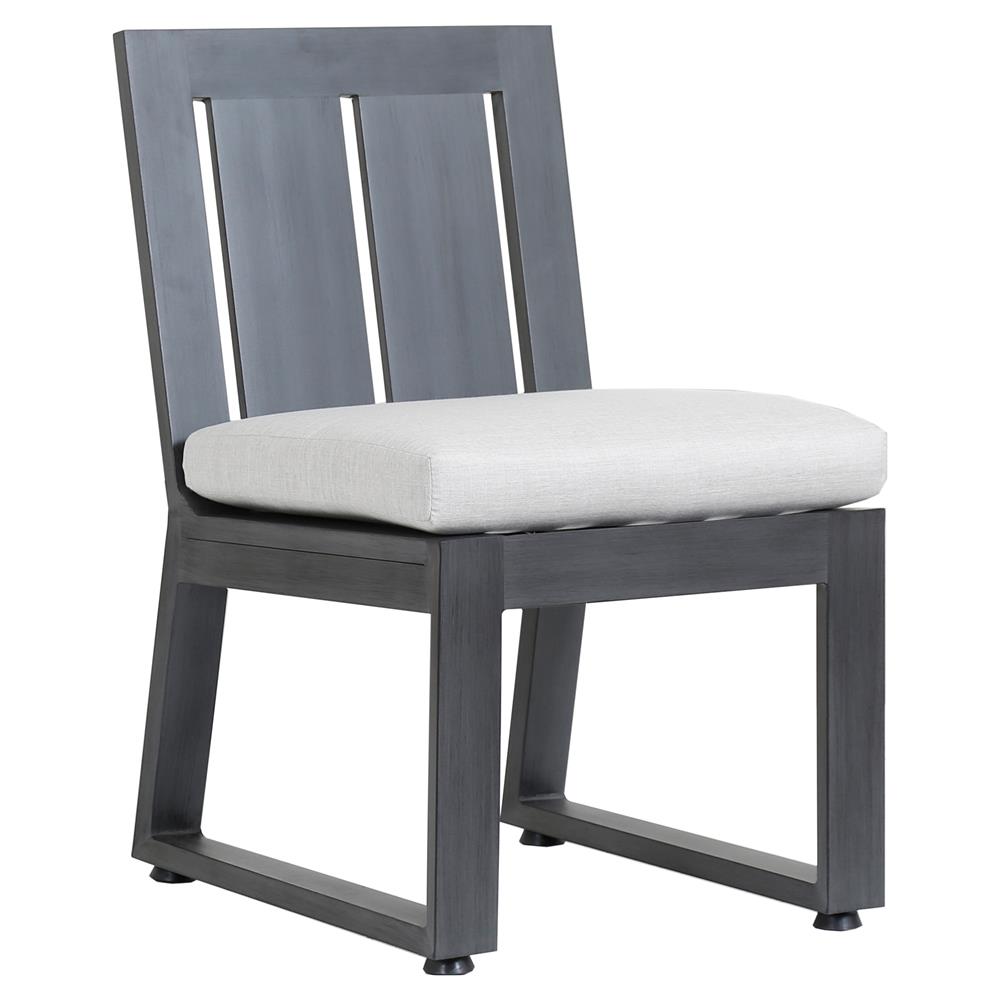 Finn Modern Grey Cushion Metal Outdoor Dining Side Chair|