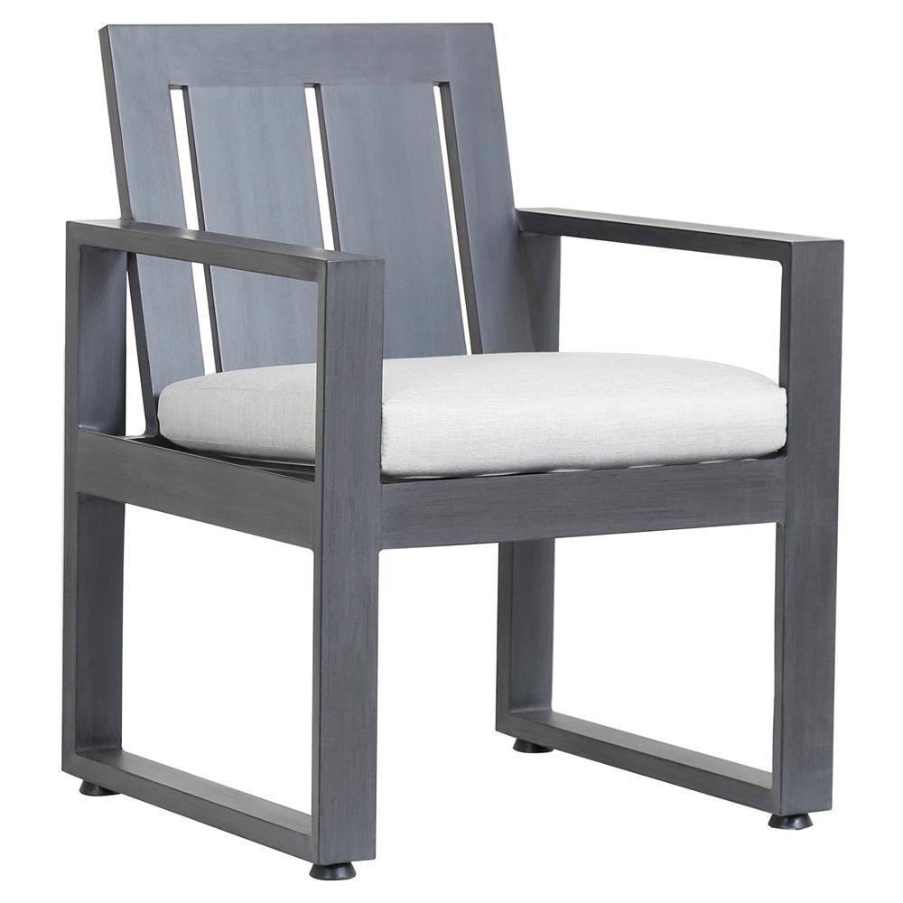 Finn Modern Grey Cushion Metal Outdoor Dining Arm Chair|