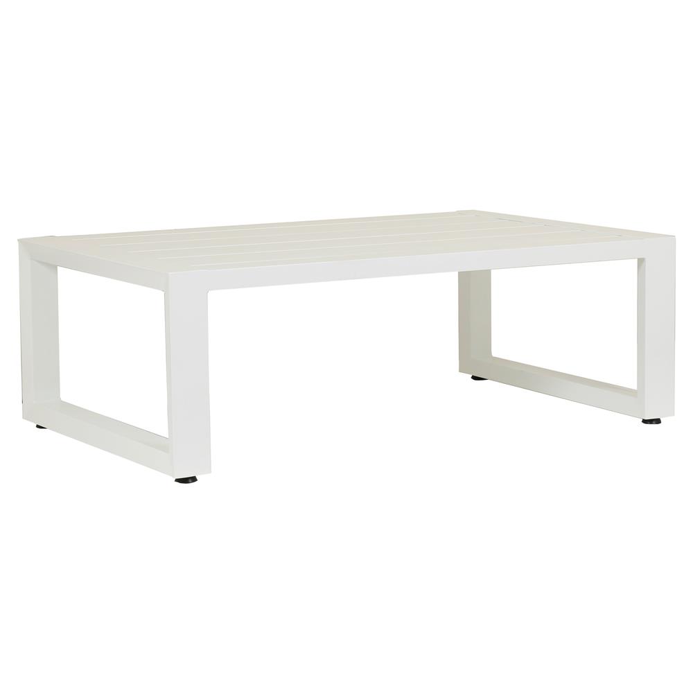 Roman Modern White Metal Rectangular Outdoor Coffee Table|