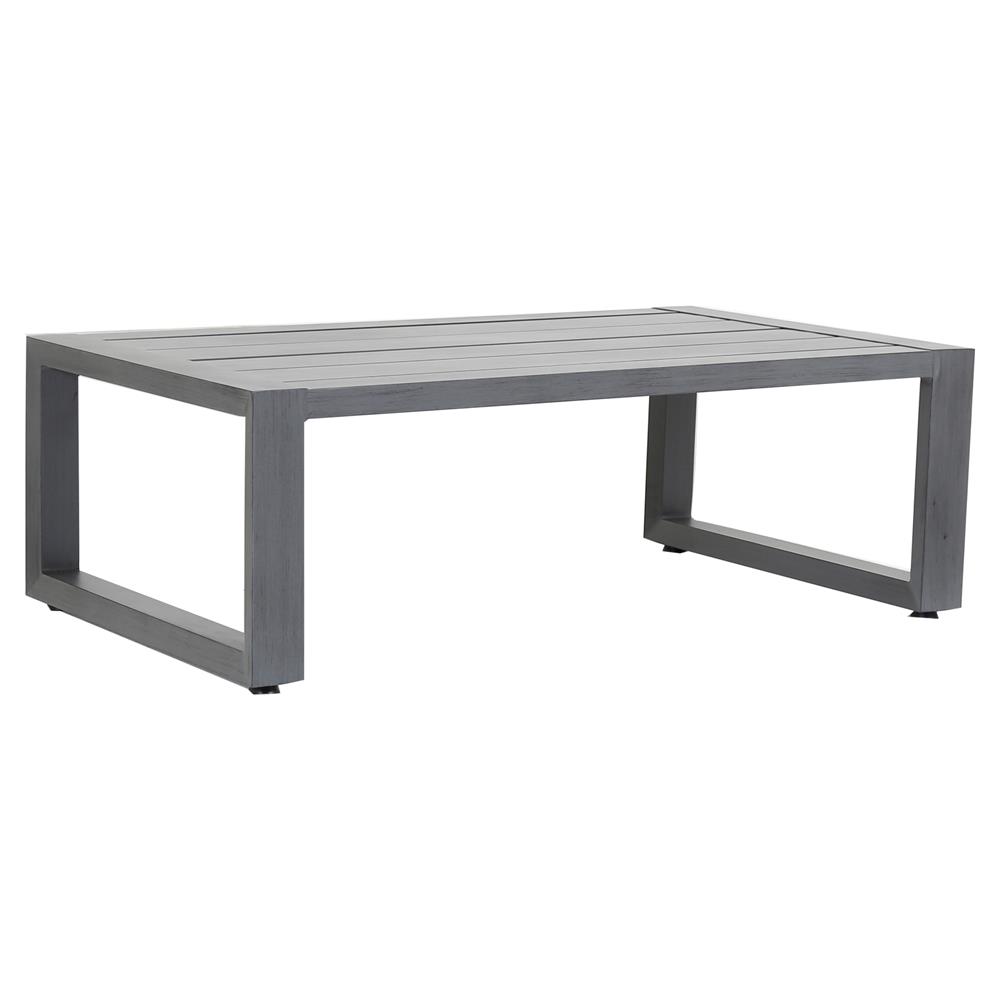 Finn Modern Grey Metal Rectangular Outdoor Coffee Table|